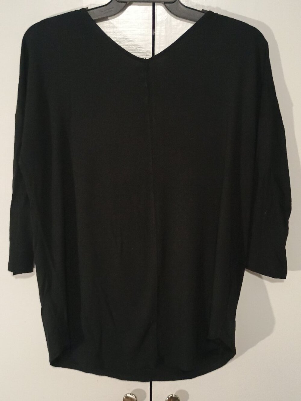 Tahari Black Modal Spandex V-Neck Dolman Sleeve Tunic Top Women’s M Soft - Picture 3 of 8
